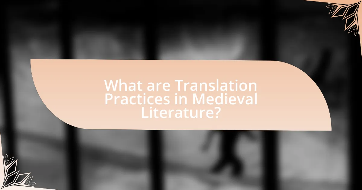 What are Translation Practices in Medieval Literature?
