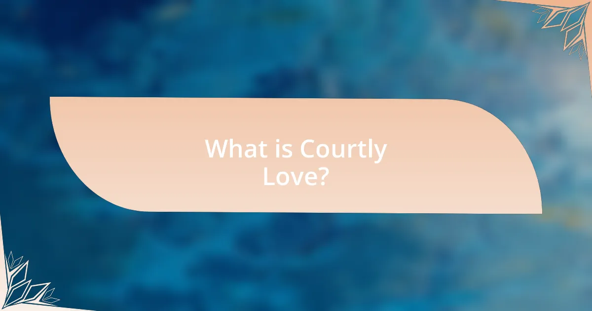 What is Courtly Love?