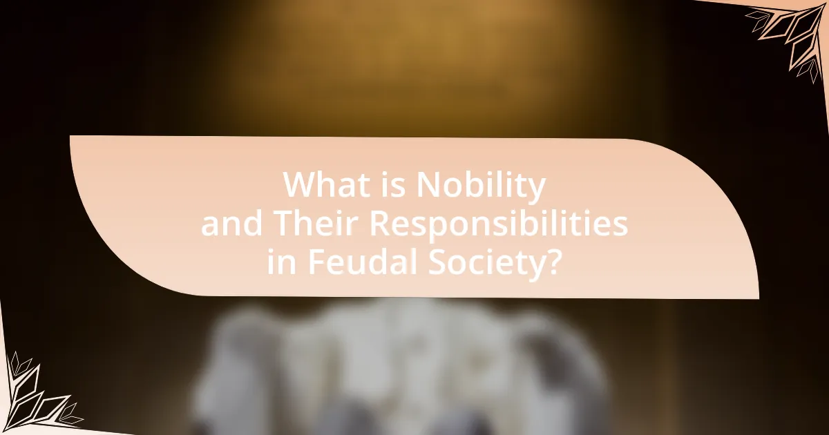 What is Nobility and Their Responsibilities in Feudal Society?